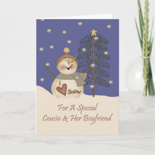 Cartão De Festividades Cute Snowman Christmas Cousin & Boyfriend