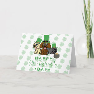 Cartão De Festividades Cute St. Patrick's Day Dogs Leprechaun Hats Puppy