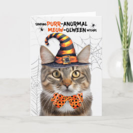 Cartão De Festividades Cute Tabby Halloween Cat PURRanormal MEOWolbetween
