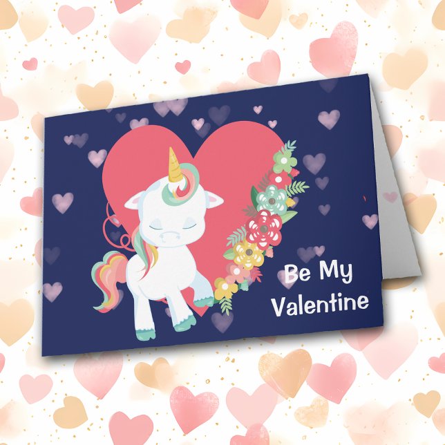 Cartão De Festividades Cute Unicorn Be My Namorados Card (Criador carregado)