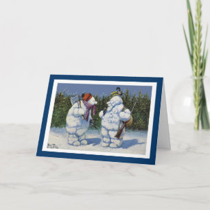 Cartão De Festividades Cute Vintage Snowman Holiday Chiristmas