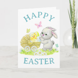 Cartão De Festividades Cute vintage style Easter card with baby animals
