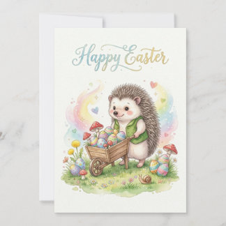 Cartão De Festividades Cute Watercolor Hedgehog Easter