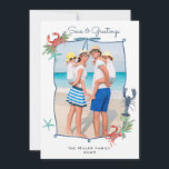 Cartão De Festividades Cute Watercolor Seas and Greetings Photo<br><div class="desc">Capture the magic of the season with this personalized Photo Christmas greeting card featuring cute watercolor sea creatures frame. This beautifully crafted card is perfect for sending warm wishes to your loved ones during the holidays.</div>