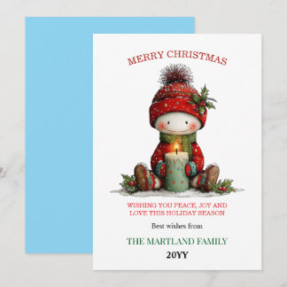 Cartão De Festividades Cute Watercolor Snowman Christmas Card