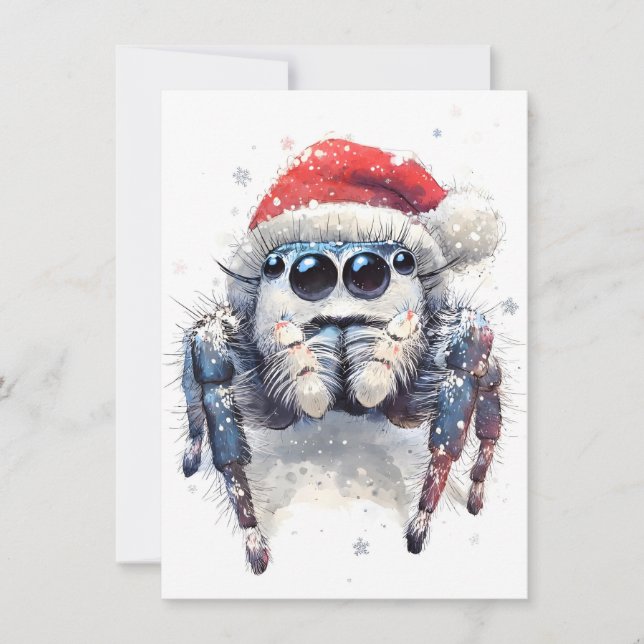 Cartão De Festividades Cute Winter Jumping Spider Christmas Cards (Frente)
