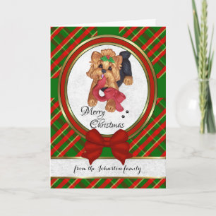 Cartão De Festividades Cute Yorkie Clay Art Merry Christmas Card