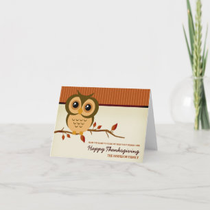 Cartão De Festividades Cutie Owl Happy Thanksgiving