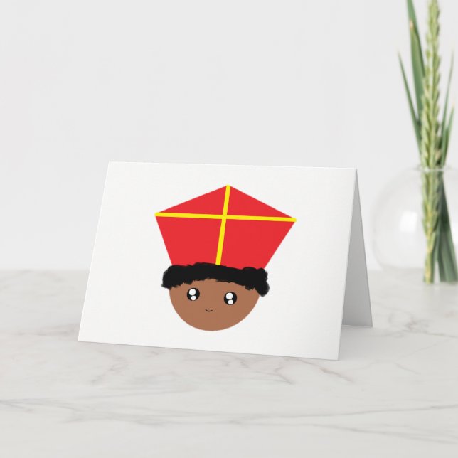 Cartão De Festividades Cutieful caçoa a mitra Zwarte Piet de São Nicolau (Frente)