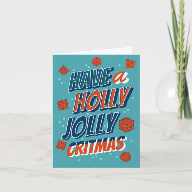 Cartão De Festividades D&D natalício Holly Jolly Critmas (Frente)