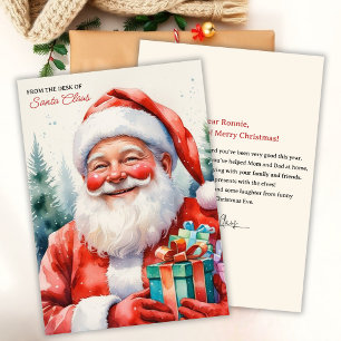 Cartão De Festividades Da Mesa de Papai Noel Carta de Natal Mágica