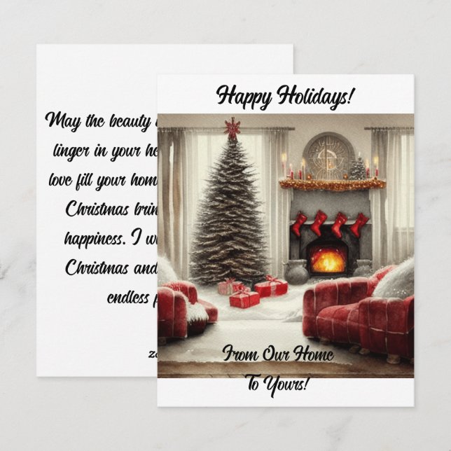 Cartão De Festividades Da Nossa Casa Para a Sua (Frente/Verso)