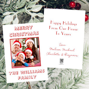 Cartão De Festividades Da Nossa Casa Para A Sua Família Foto Vermelha E B