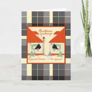 Cartão De Festividades Da nossa casa para o seu natal escocês