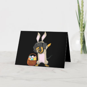 Cartão De Festividades Dabbing Easter Bunny Dachshund Doxie Girls Design