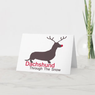 Cartão De Festividades Dachshund Através Da Neve