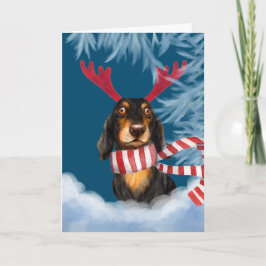 Cartão De Festividades Dachshund Através Da Neve