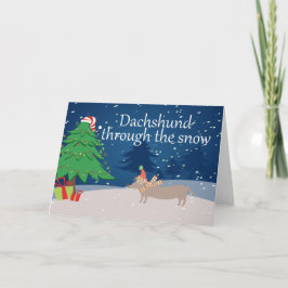 Cartão De Festividades Dachshund Através Da Neve