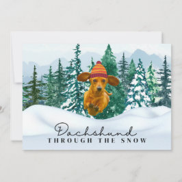 Cartão De Festividades Dachshund Atravessando a Neve Diversão de Natal Ca