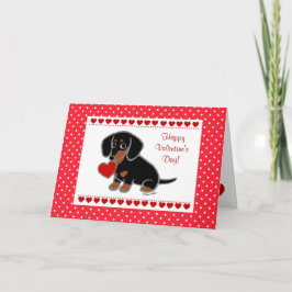 Cartão De Festividades Dachshund Black e Tan Heart