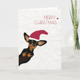 Cartão De Festividades Dachshund bonito com Feliz Natal do chapéu do