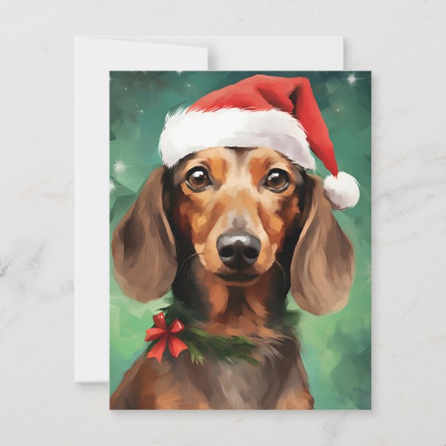 Cartão De Festividades Dachshund Christmas (Frente)