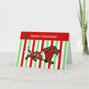 Cartão De Festividades Dachshund Christmas Cartoon Snowflakes