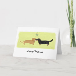 Cartão De Festividades Dachshund Christmas Mistletoe Kiss Love Dogs Xmas