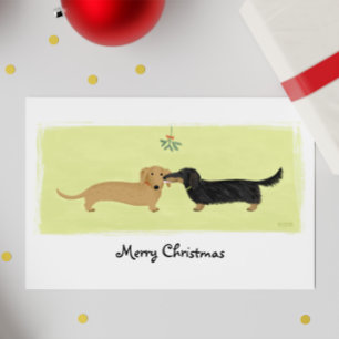 Cartão De Festividades Dachshund Christmas Wiener Dogs Mistletoe Kiss