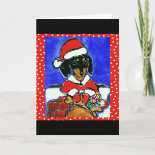 Cartão De Festividades Dachshund de Natal