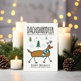 Cartão De Festividades Dachshund Deer Christmas Cheer Funny