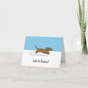 Cartão De Festividades Dachshund Deixe Nevar - Cachorro Wiener Feliz Nata