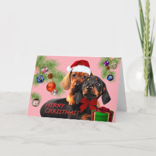Cartão De Festividades Dachshund design Christmas card