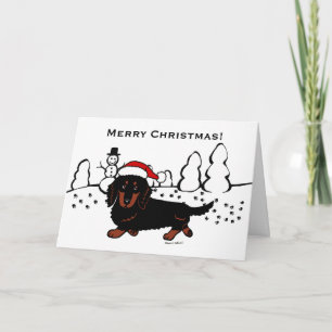 Cartão De Festividades Dachshund Long Haired Black e Tan