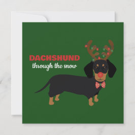 Cartão De Festividades Dachshund na neve Doxie fofo Rena Cão