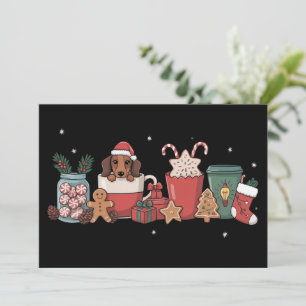 Cartão De Festividades Dachshund Natal Café Xmas Padeiro Gingerbread
