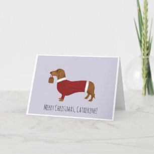 Cartão De Festividades Dachshund no Salto de Natal