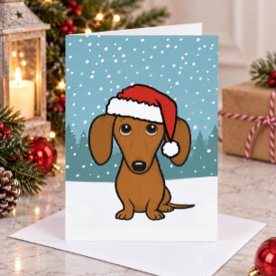 Cartão De Festividades Dachshund Papai Noel Cachorro Wiener Natal