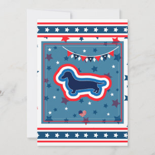 Cartão De Festividades Dachshund Patriótico Vermelho Branco e Azul 4 de j