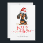 Cartão De Festividades Dachshund Santa Hat 2026 Calendário Feliz Natal<br><div class="desc">Dachshund Santa Hat 2026 Calendário Feliz Natal. Disponível digitalmente e impresso. Bondade festiva para os desejos de férias, com este design divertido com um doce cão desmamado no chapéu de Papai Noel. Feliz Natal está em um roteiro moderno e personaliza facilmente sua saudação e seu nome embaixo. Um calendário útil...</div>