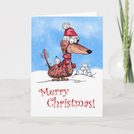 Cartão De Festividades Dachshund Snowball Feliz Natal