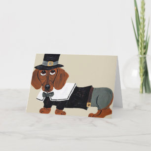 Cartão De Festividades Dachshund Thanksgiving Pilgrim