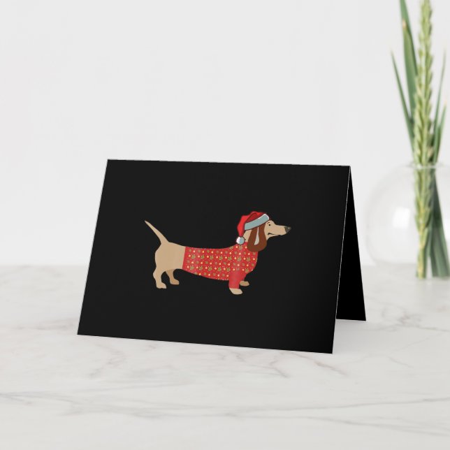 Cartão De Festividades Dachshund Wiener Christmas Doxie Em Cachorro (Frente)