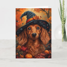 Cartão De Festividades Dachshund Witch Halloween