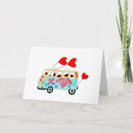 Cartão De Festividades Dachshunds em sua Van do Amor Hippie