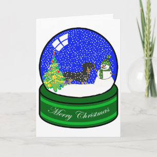 Cartão De Festividades dachsund snow globe