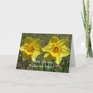 Cartão De Festividades Daffodils Páscoa Bênçãos a Tia e Tio