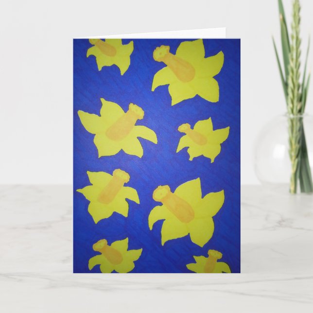 Cartão De Festividades Daffodils Pop Art Blue (Frente)
