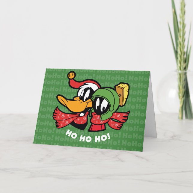 Cartão De Festividades DAFFY DUCK™ E MARVIN MARTIAN™ "Ho Ho Ho!" (Frente)