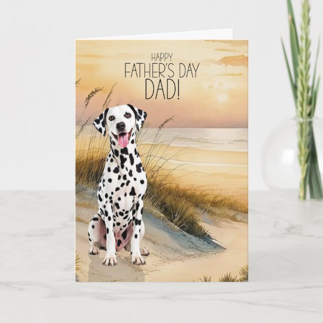 Cartão De Festividades Dalmatian Dog Sunset Beach Father's Day (Frente)